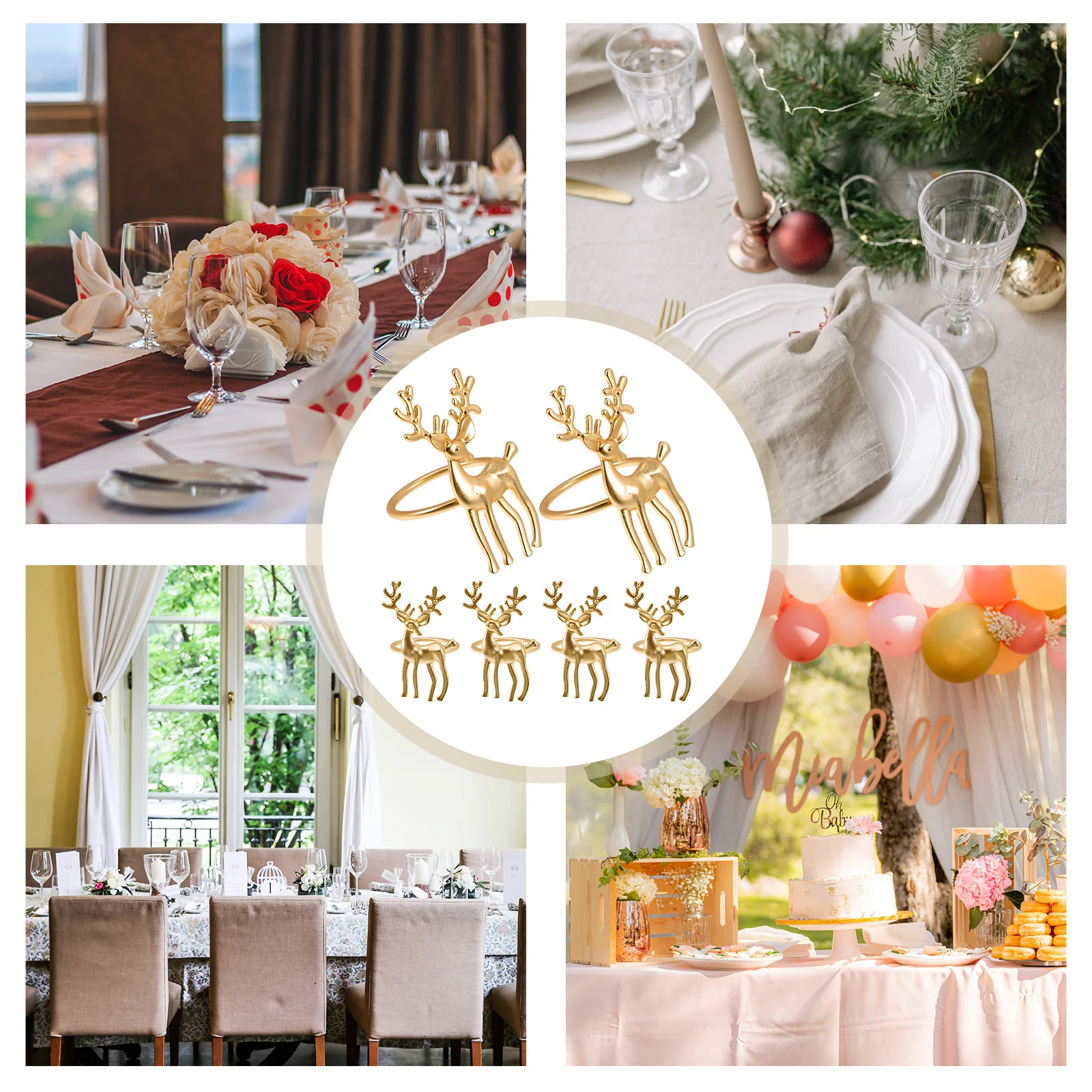 

6Pcs Napkin Buckles Decorative Metal Napkin Rings Elegant Dining Decors Practical Table Holders Christmas Holiday Party