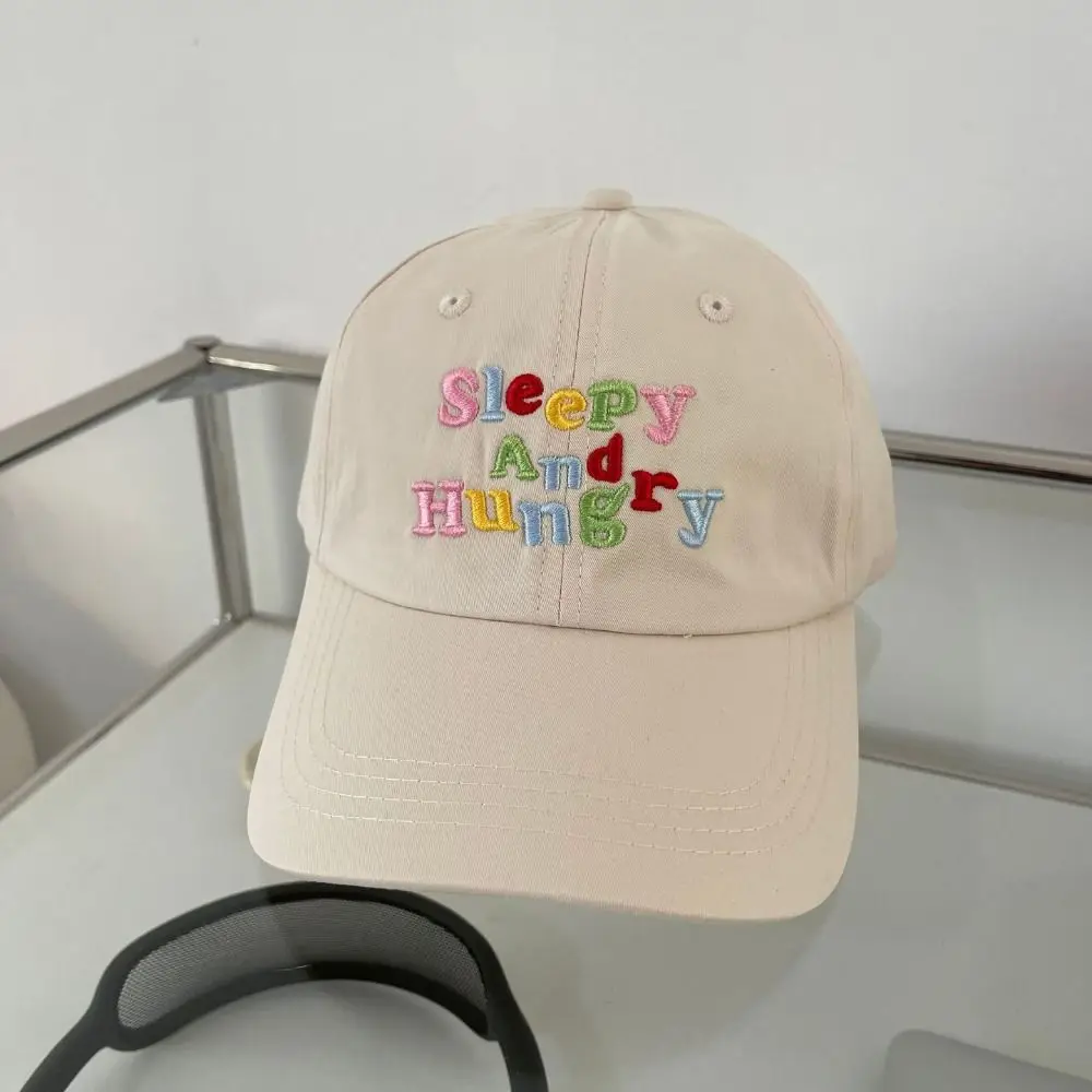 Korean Women Baseball Hat Candy Colors Fashion Letter Embroidery Duckbill Hat Outdoor Sunshade Peaked Cap Female Sun Visors