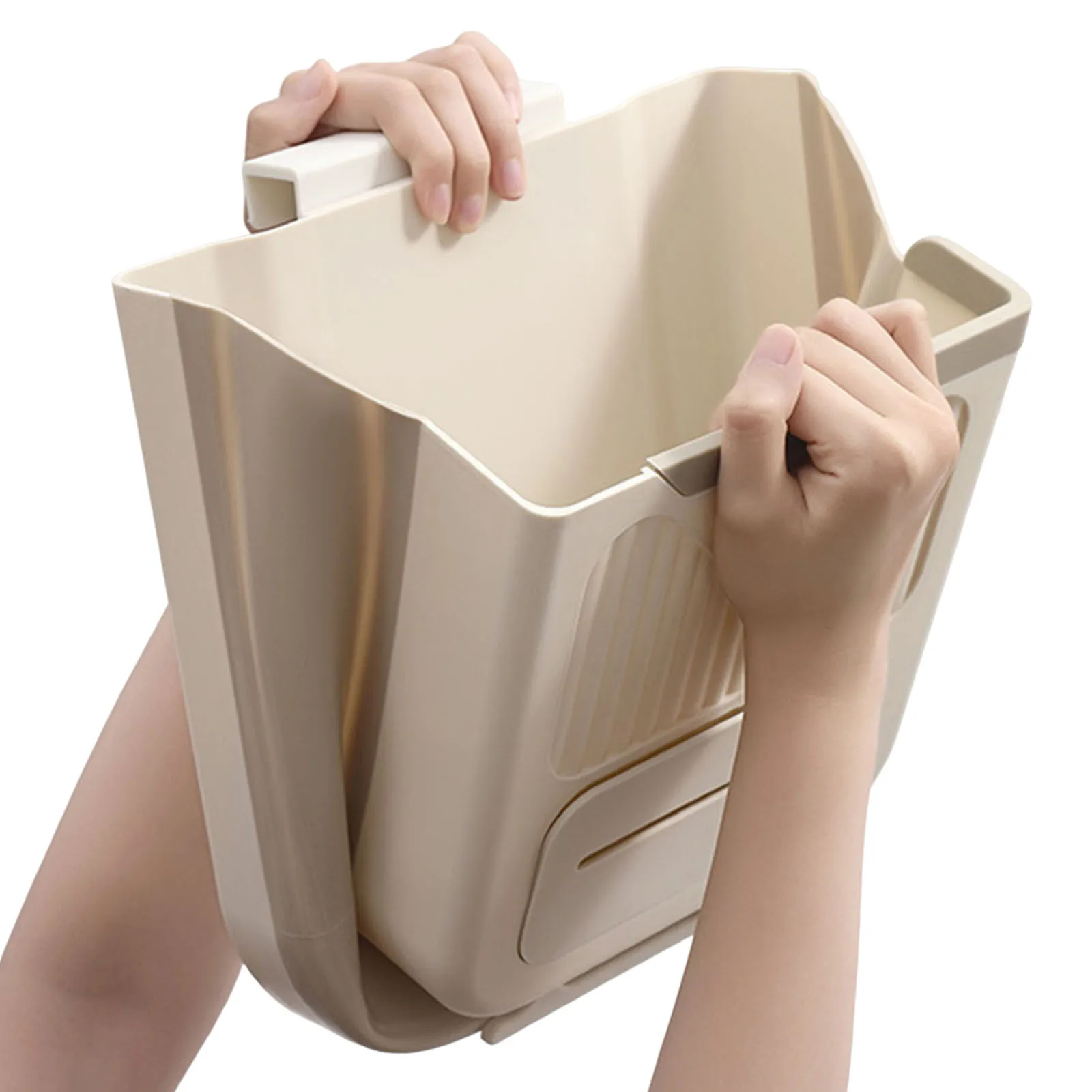 

7L Foldable Hanging Garbage Bin Space-Saving Wall-Mounted Garbage Can Plastic for Countertop Under Sink Bathroom Cabinet and RV