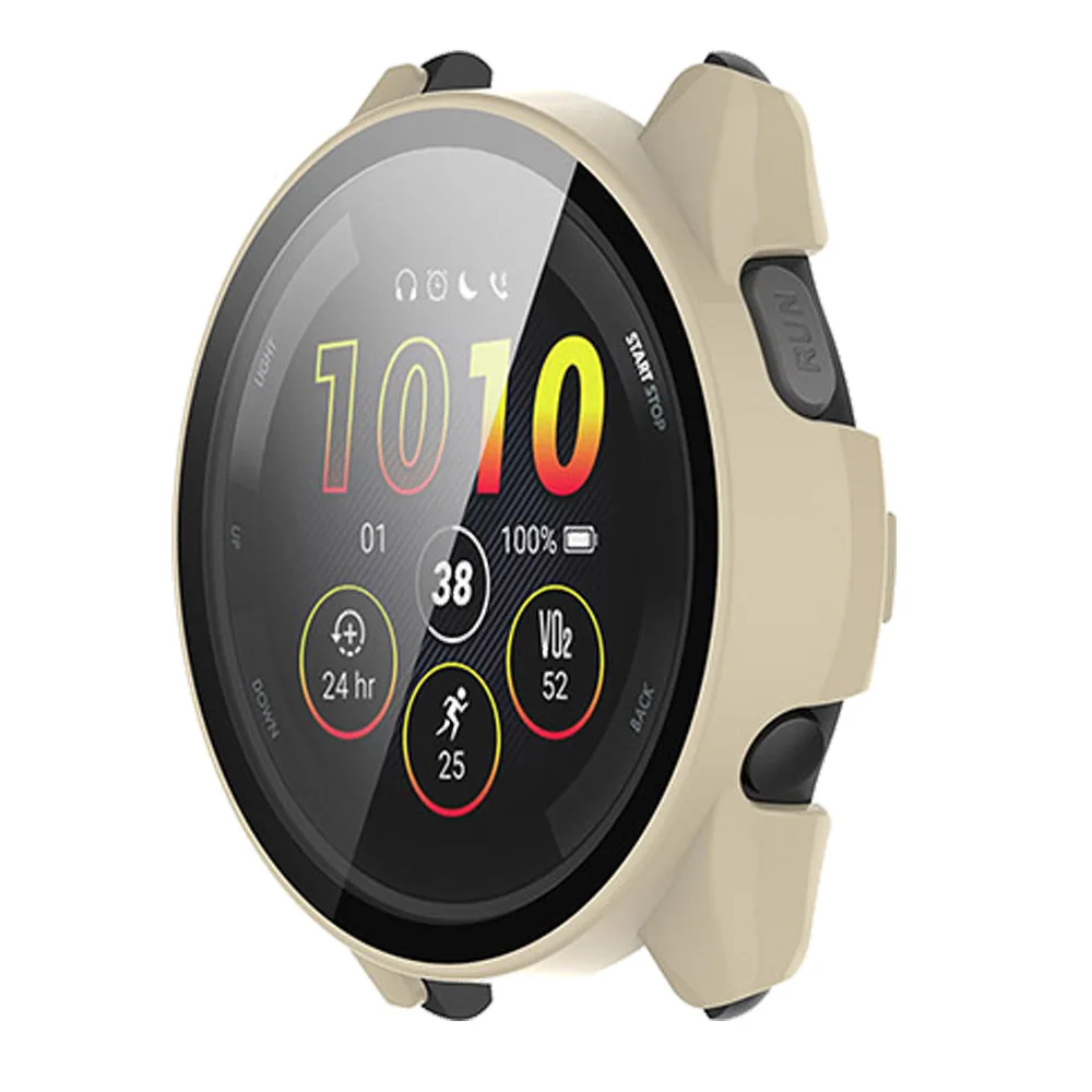 Garmin Forerunner 265 / 265s 케이스 + 유리 풀 커버리지 범퍼 PC 하드 케이스 커버, 고품질 강화 유리 스크린 보호 장치 포함