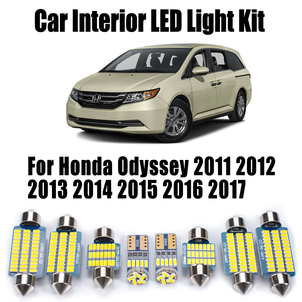 

14cs Canbus LED Interior Map Dome Trunk Vanity Mirror Light Kit For Honda Odyssey 2011- 2013 2014 2015 2016 2017 Car Accessories