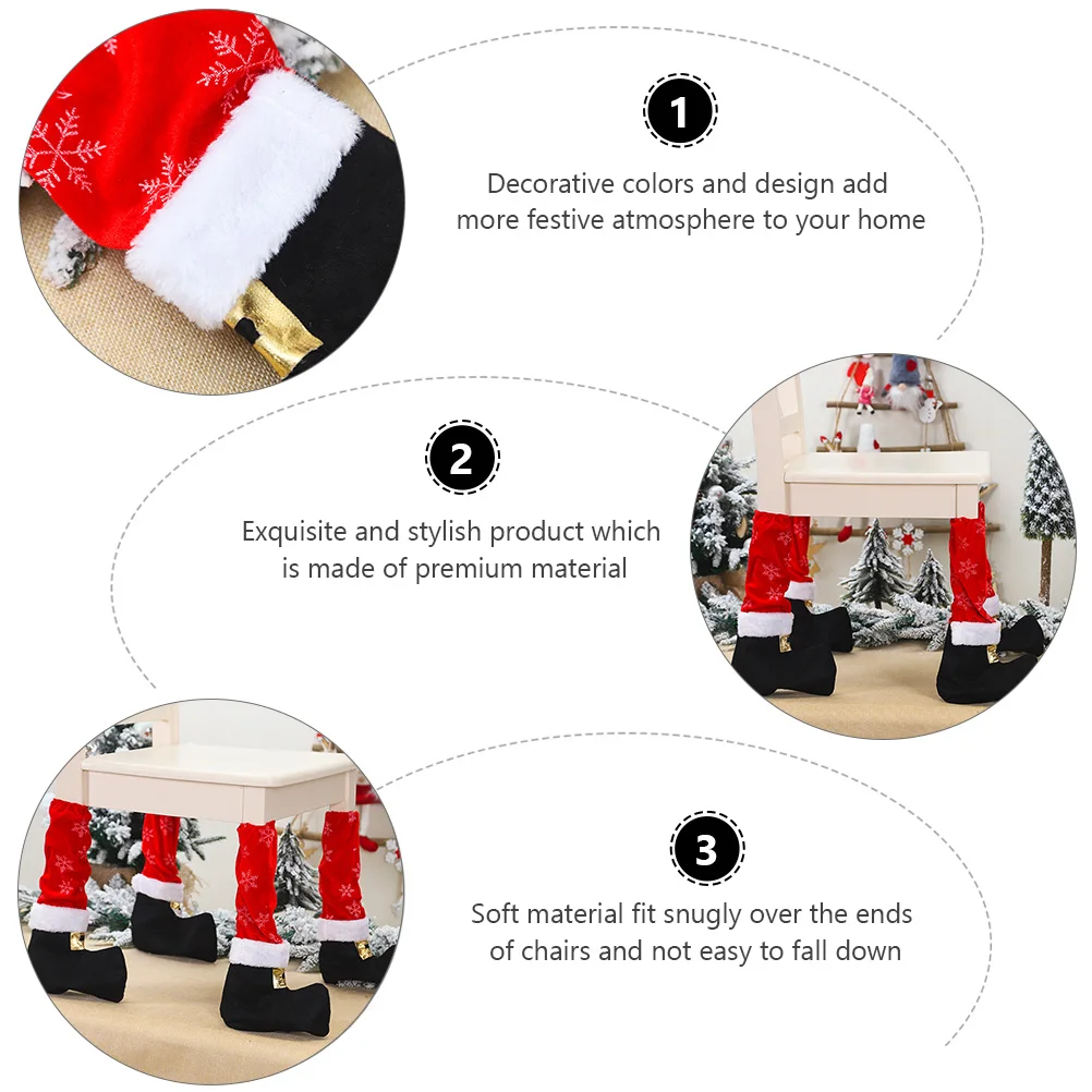 

2 Pcs Chair Foot Cover Feet Covers Table Decoration Strap Red Christmas Chairs Protective Anti Scratch Home Furnishing
