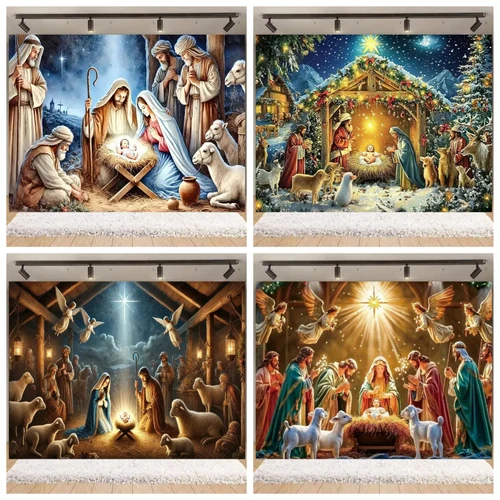 Fondo de nacimiento de Jesús, suministros de decoración para fiesta, Feliz Navidad, suministros para Baby Shower, pancarta, decoración de fondo, accesorios para sesión de fotos