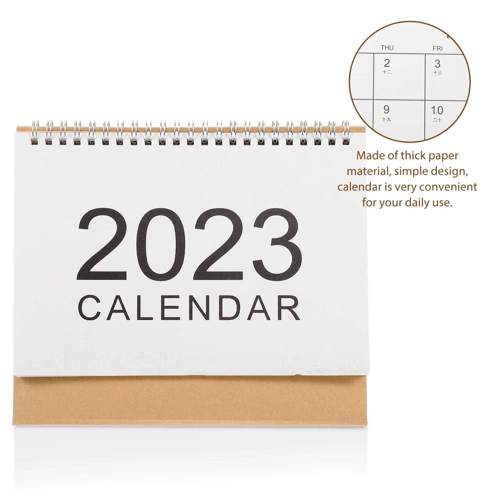 

2023 Thick Paper Desktop Calendar Standing Desk Calendar Double Coil Design Smooth Writing Surface Decorative