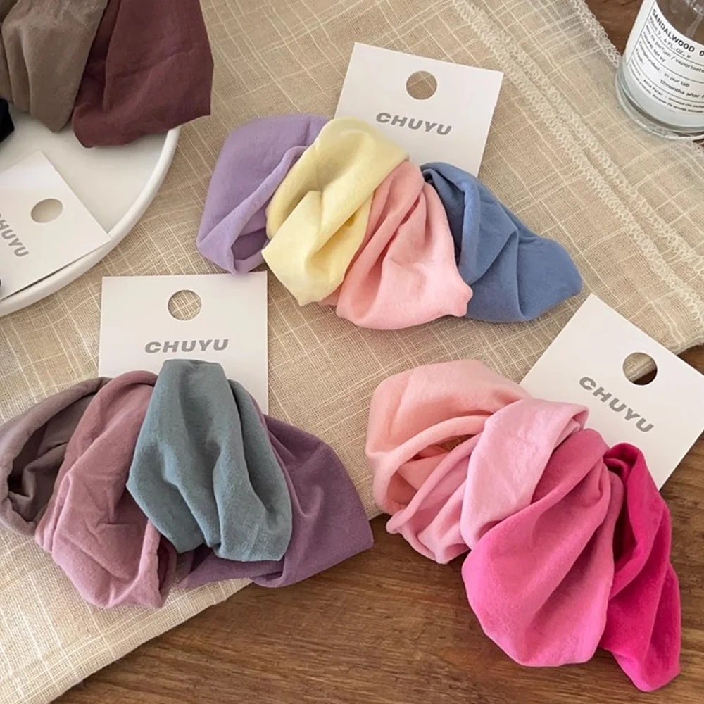 Wholesale 4Pcs/set Widen Scrunchies Women Solid Color Hair Ties High stretch Elastic Hair Bands Ponytail Holder Hair accessories