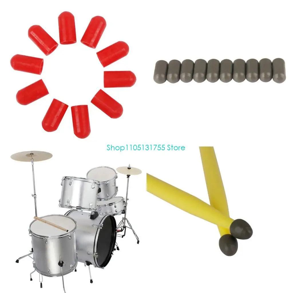 K0EF Set of 10 Practical Silicone Drum Tips Protective Caps for Effective Sound Dampening During Practice Occasion