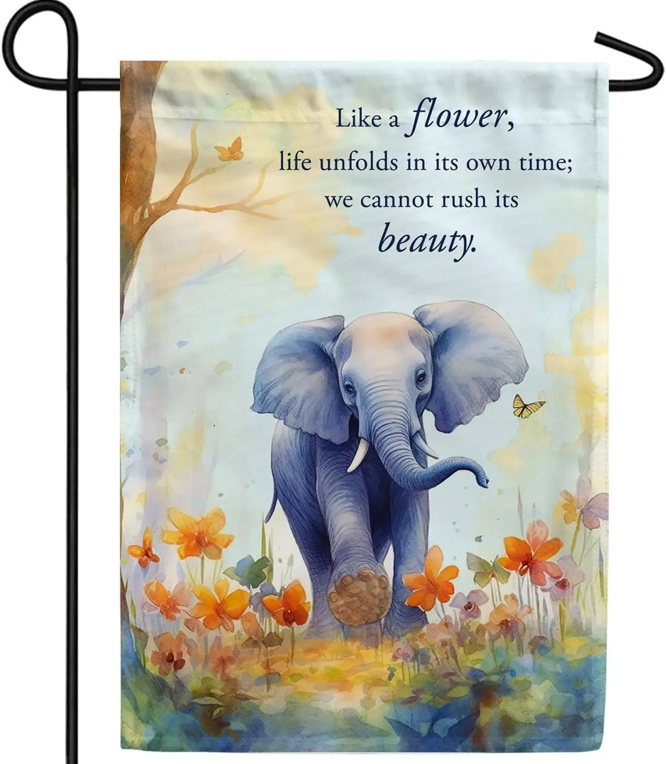 America Forever Spring Summer Elephant Garden Flag 12.5 x18 inch Double Sided Beauty of Life Spring Summer Floral Garden Flag fo