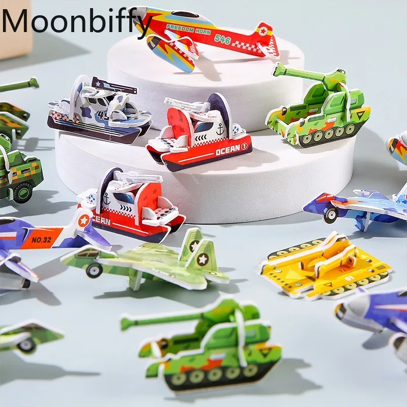 Rompecabezas de avión de papel creativo para niños, Mini Avión de dibujos animados en 3D, tanque de dinosaurio, modelo de ensamblaje, juguete educativo, gran oferta, 1Pc