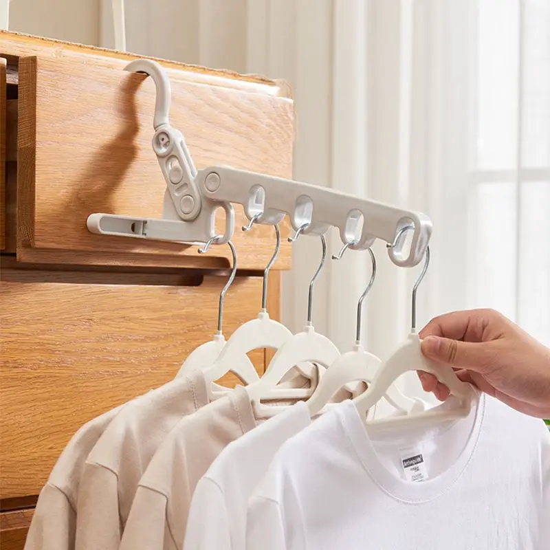 Five-Hole Clothes Hanger Multi-Hang Hook Thickened Large Space-Saving Home Use Plastic Storage Organizer Travel Portable Rack