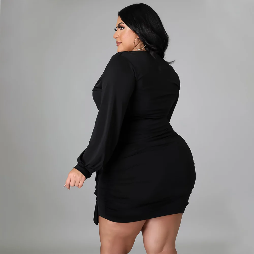 

Faionable женские сексуальные платья больших размеров V-Ne Dr 2023, осенние длинные свеки, другие материалы, 00% платья большого размера для полных дам