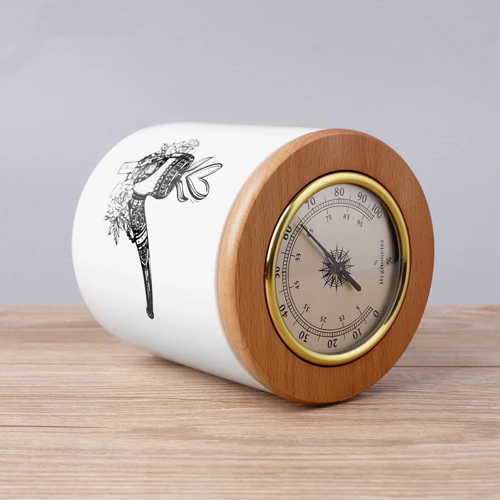 Ceramic Cigar Humidor Jar for Tobacco with Hygrometer Cigar Humidifier Sealed Can Moisturizing Jar Box Storage Tank