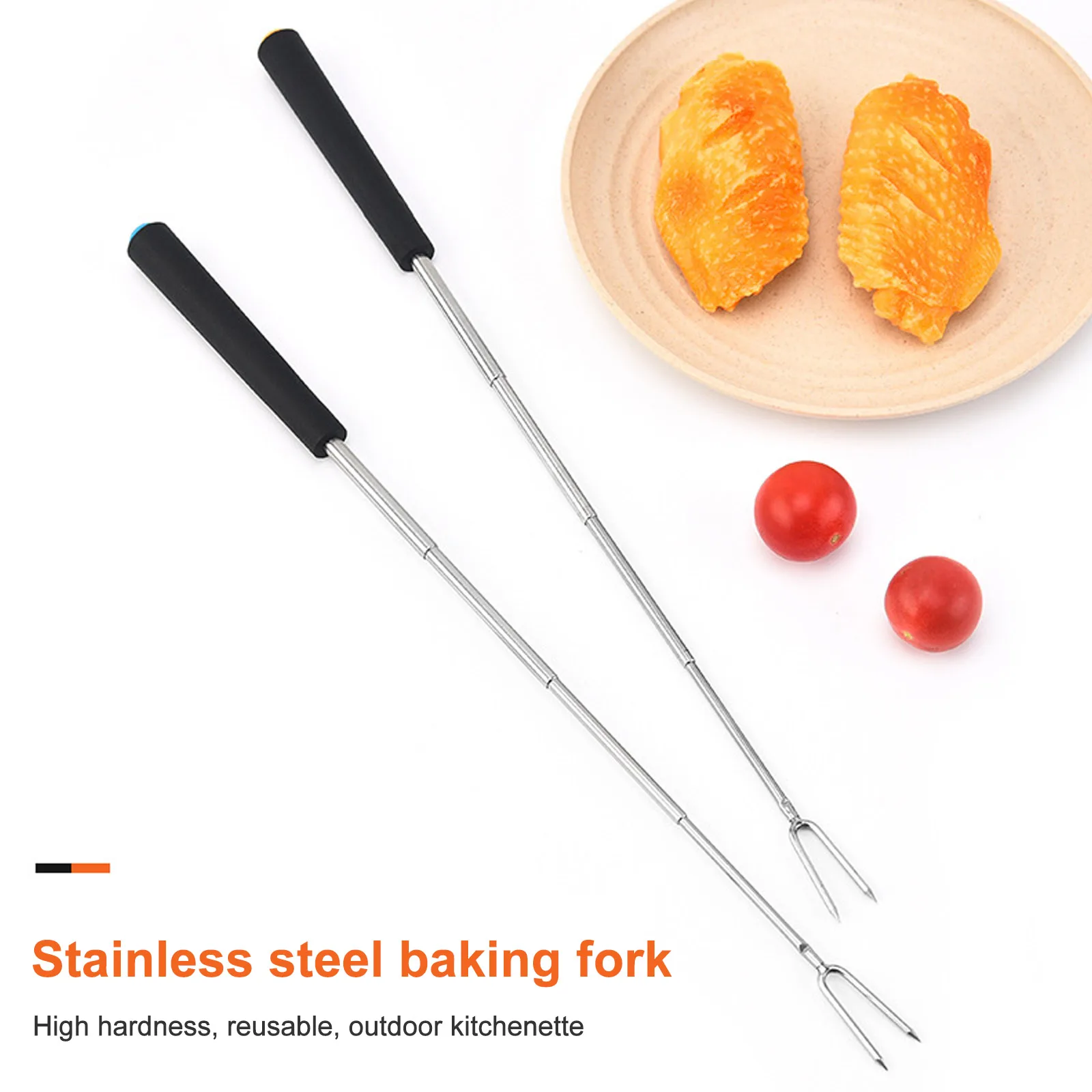 6 Pcs Extendable Telescoping Roasting Sticks Marshmallow Roasting Sticks Stainless Steel V-Shaped Portable Grilled Forks