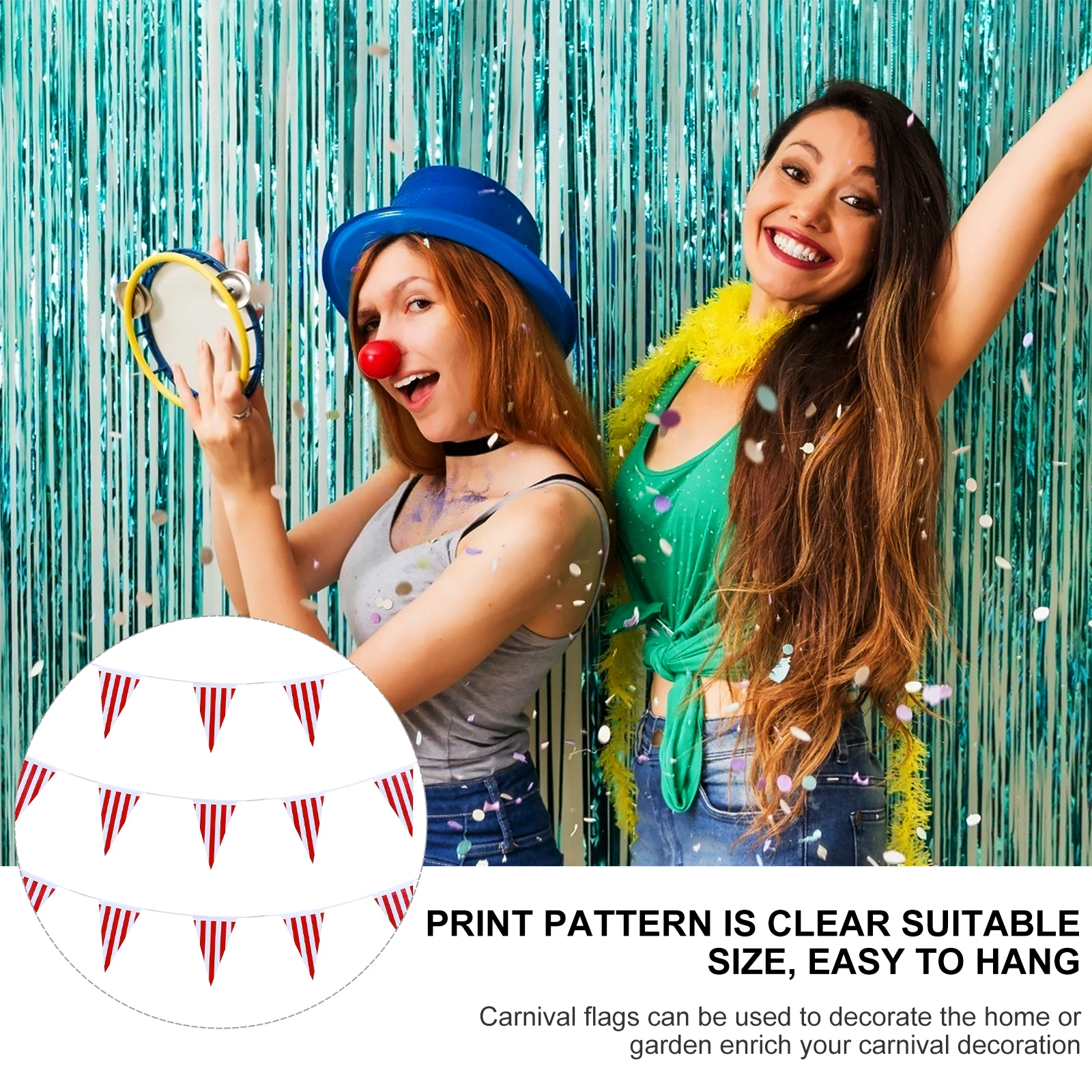 

3 Pcs Party Flag Banner Hanging Adornment Stripe Flags Clown Circus Carnival