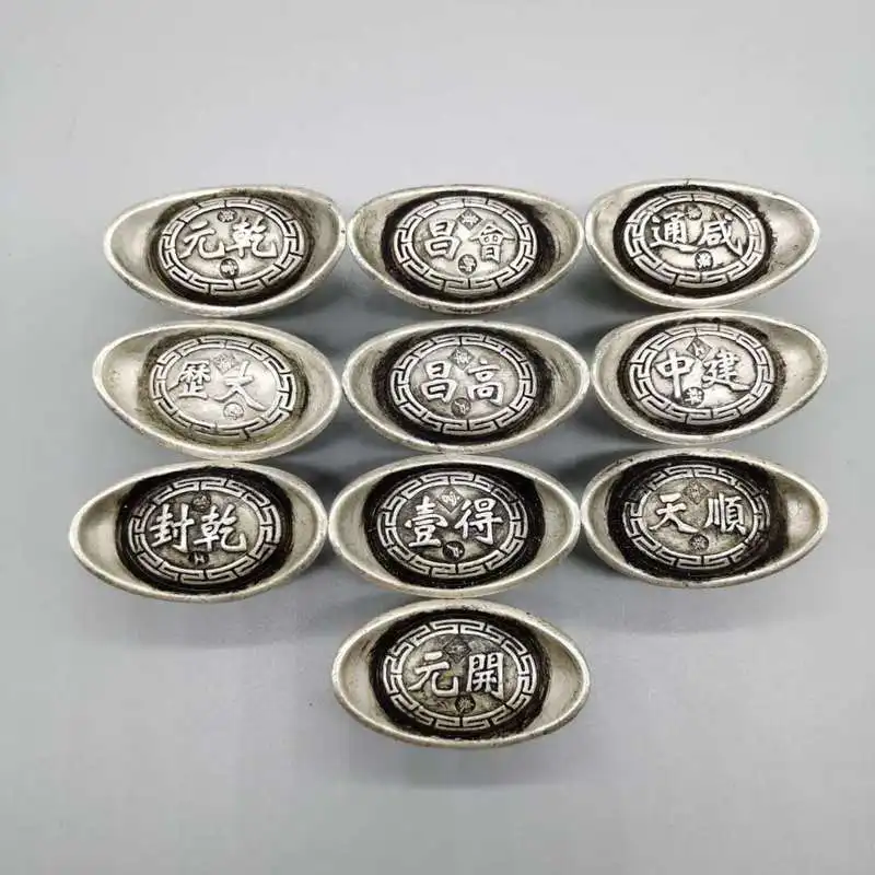Antique-Style, Distressed White Copper -Plated Dynasty Ingots, Silver Ingot Handicrafts