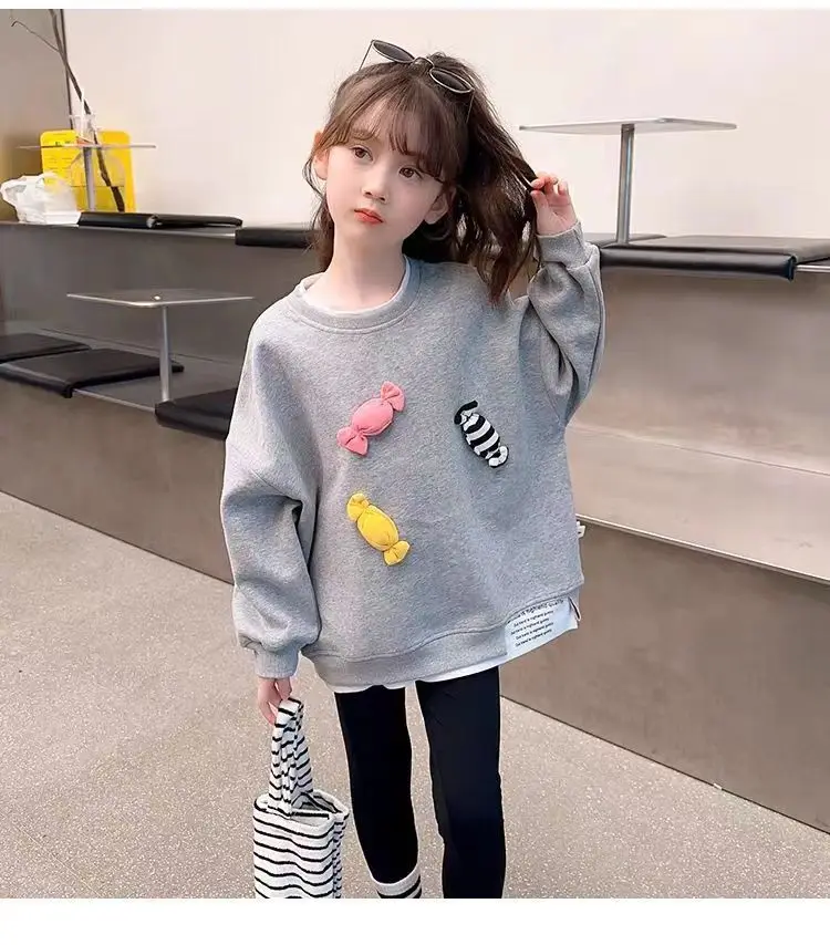 Koreanische Version Kleidung Baby Mädchen Langarm Kinder Neue Frühherbst-Sweatshirts Niedliche Bedruckte Pullover Kinder Freizeitkleidung – Detail 6