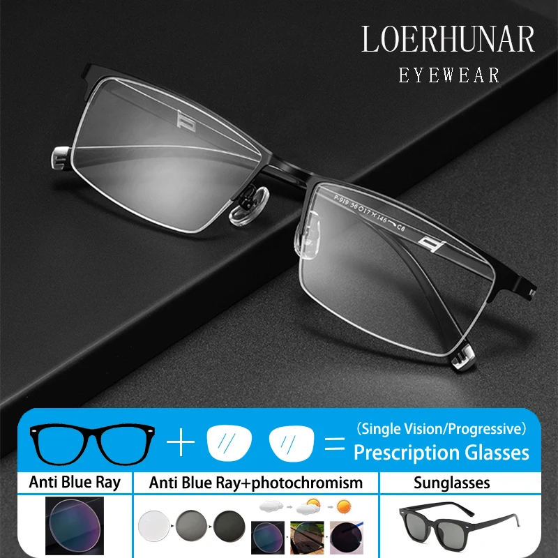 

Retro Fashion Minimalist Design Alloy Half Frame Business Glasses for Men Optical Medical Prescription Customized Eyeglasses