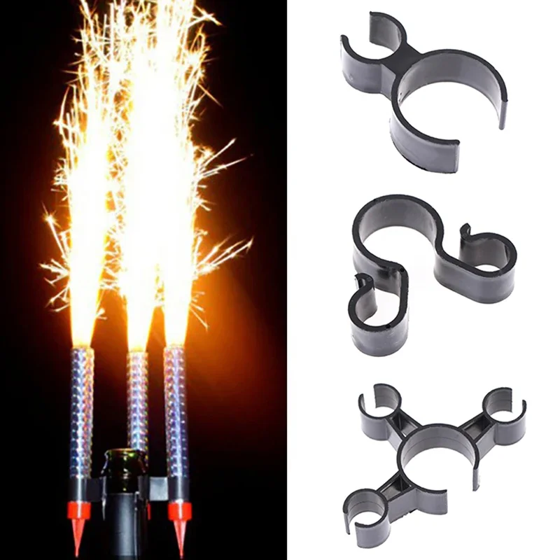 Champagne Bottle Birthday Candle Sparkler Safety Ice Fountain Plastic Clip Holder Night Club Party Wedding Bar DJ  Cake Topper