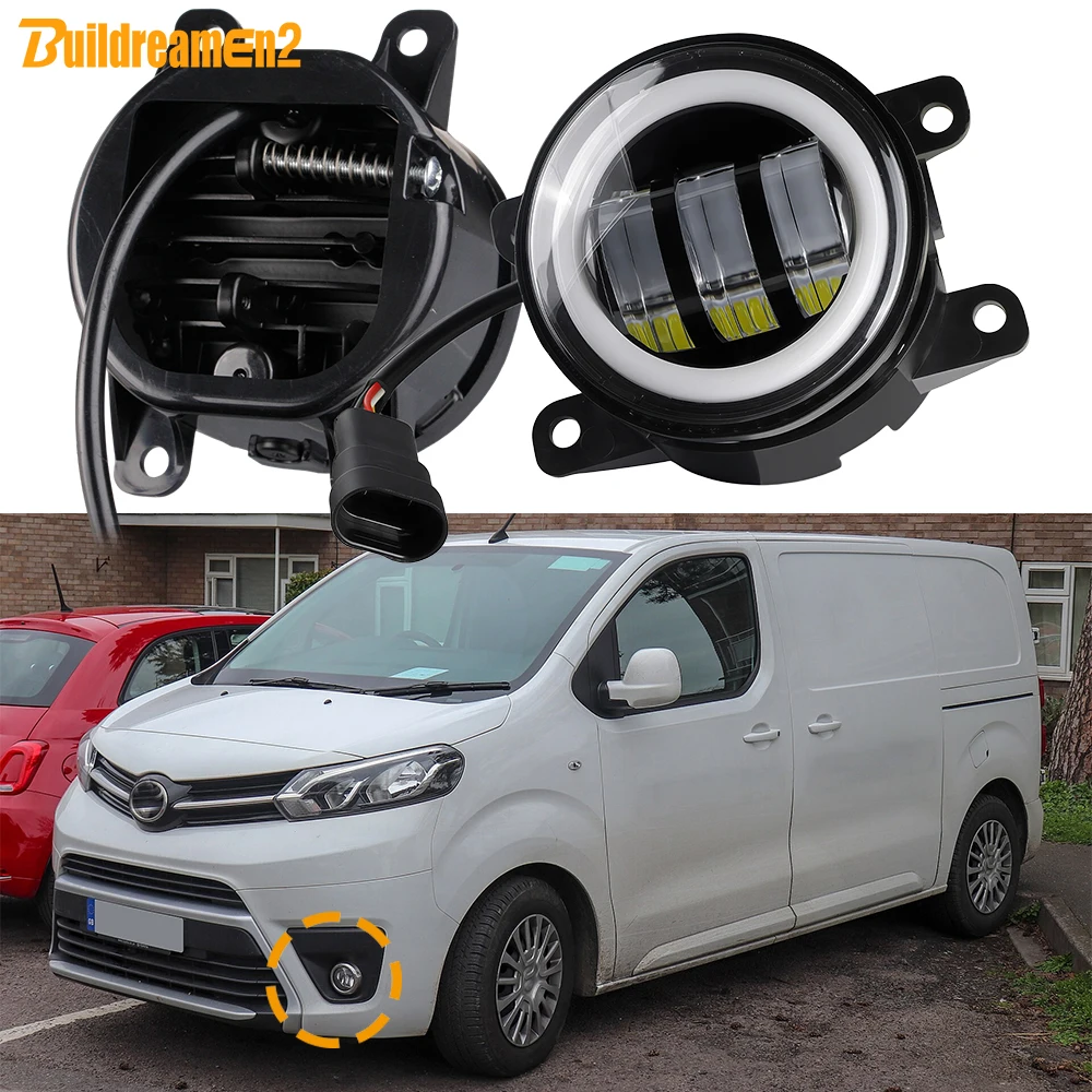 2 X Car Angel Eye LED Fog Light For Toyota ProAce 2016-2024 30W 6000LM Fog Daytime Running Turn Lamp Accessories