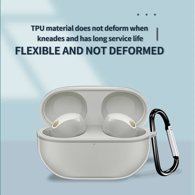 for Sony WF-1000XM5 Case Clear TPU Protective Cases Cover WF1000XM5 1000XM5 Earphones shell with Hook