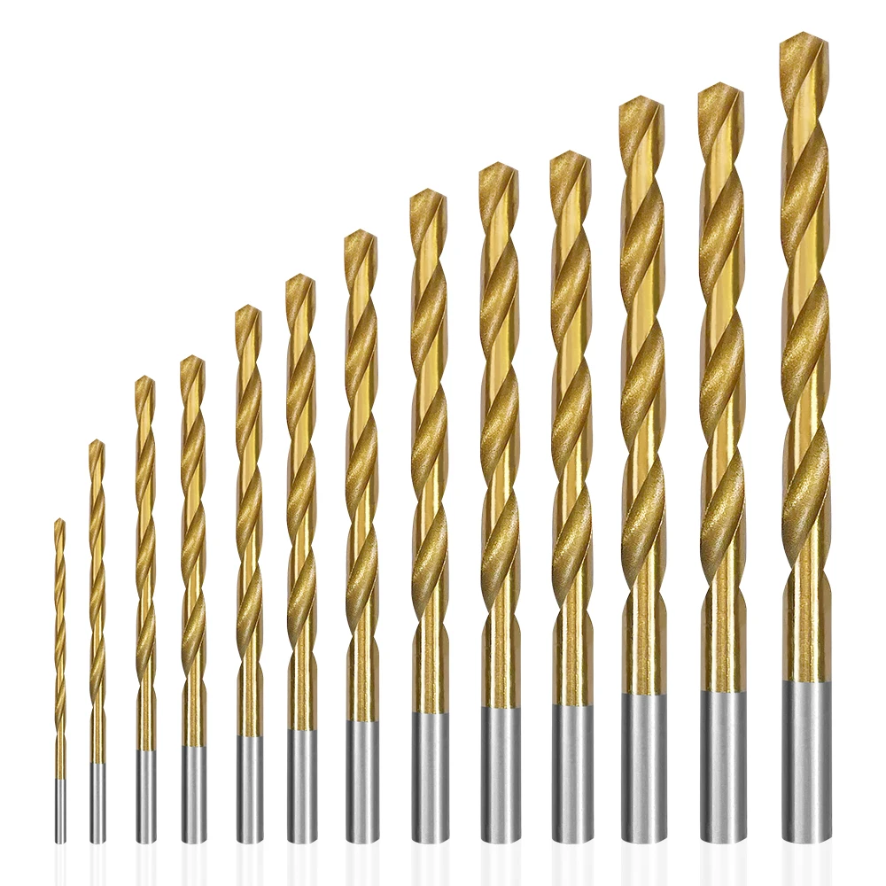 

HUAZHICHUN M35 Cobalt Steel Extremely Heat Resistant Twist Drill Bits with Straight Shank Set of 13pcs to Cut Through Hard Metal