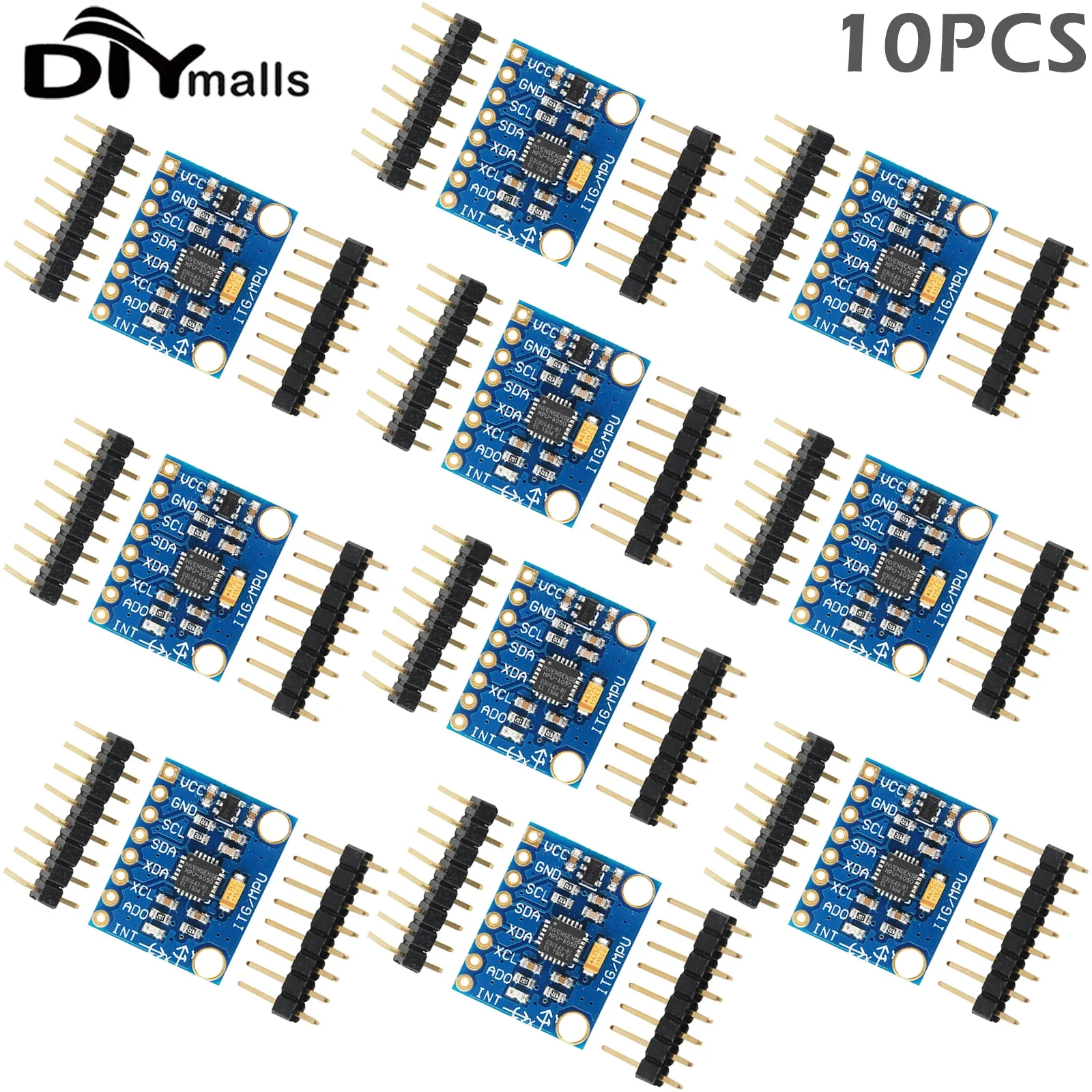 10 Uds GY 521 MPU-6050 módulo de sensores giroscopio analógicos de 3 ejes MPU6050 placa acelerómetro de 3 ejes para Arduino DIY