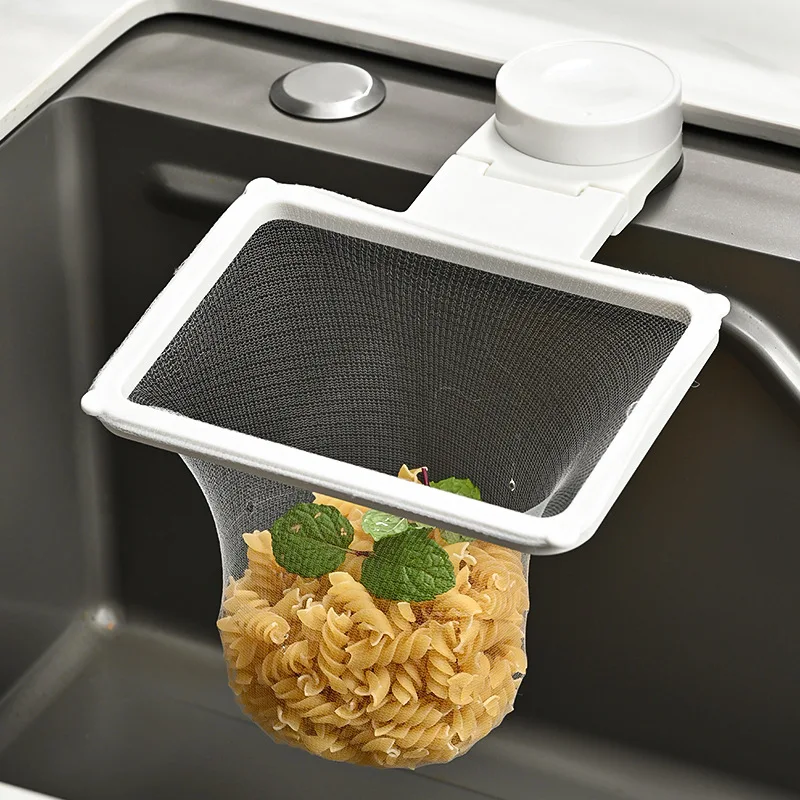 

Kitchen Sink Filter Rack Suction Cup Iron Drain Filter Screen Household Strong Load-Bearing Foldable Upright