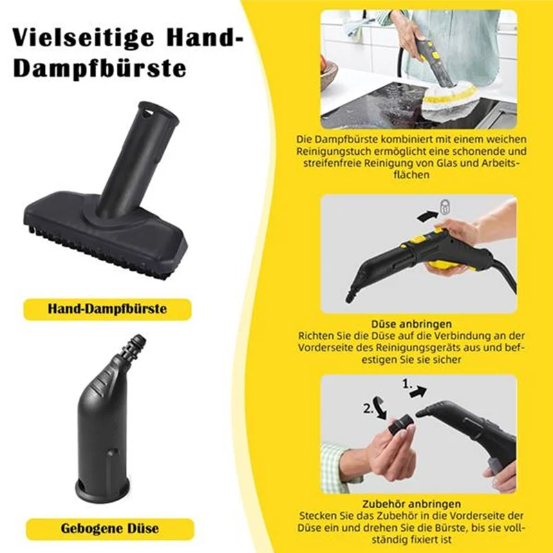 A84G-For Karcher مجموعة ملحقات منظف البخار تتضمن فوهات وفرش وأقمشة