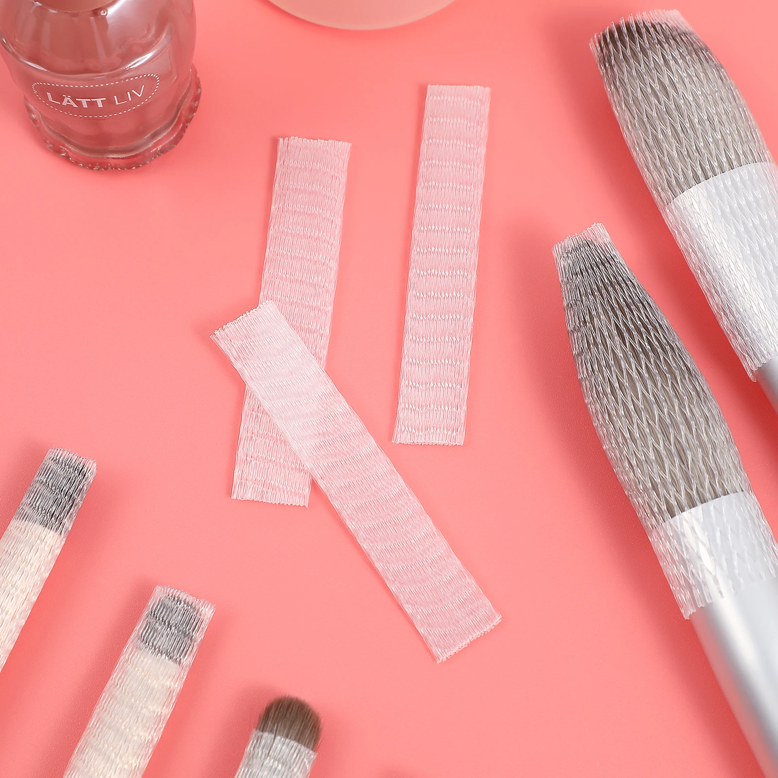 

100pcs Makeup Brush Covers Protective Translucent Net Sleeve Expandable Mesh Travel Brush Protectors For Daily Use