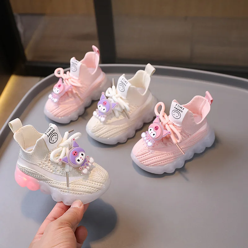 2027 nuove scarpe casual per bambini Kulomi viola rosa superficie in rete volante scarpe sportive con suola morbida traspirante per ragazzi e ragazze