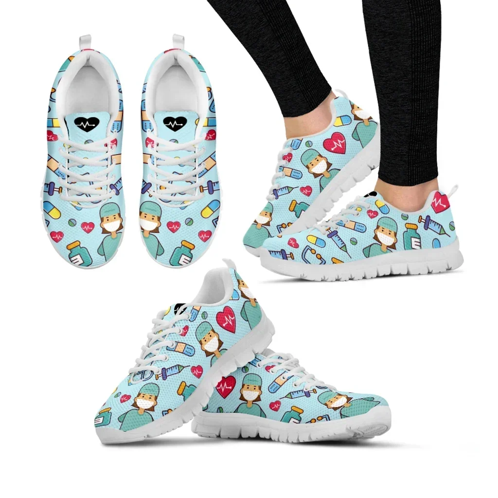 Vrouwen Arts Verpleegster Sneakers Medisch Ziekenhuis Print Lichtgewicht Mesh Flats Dames Casual Lente Schattige Verpleegschoenen