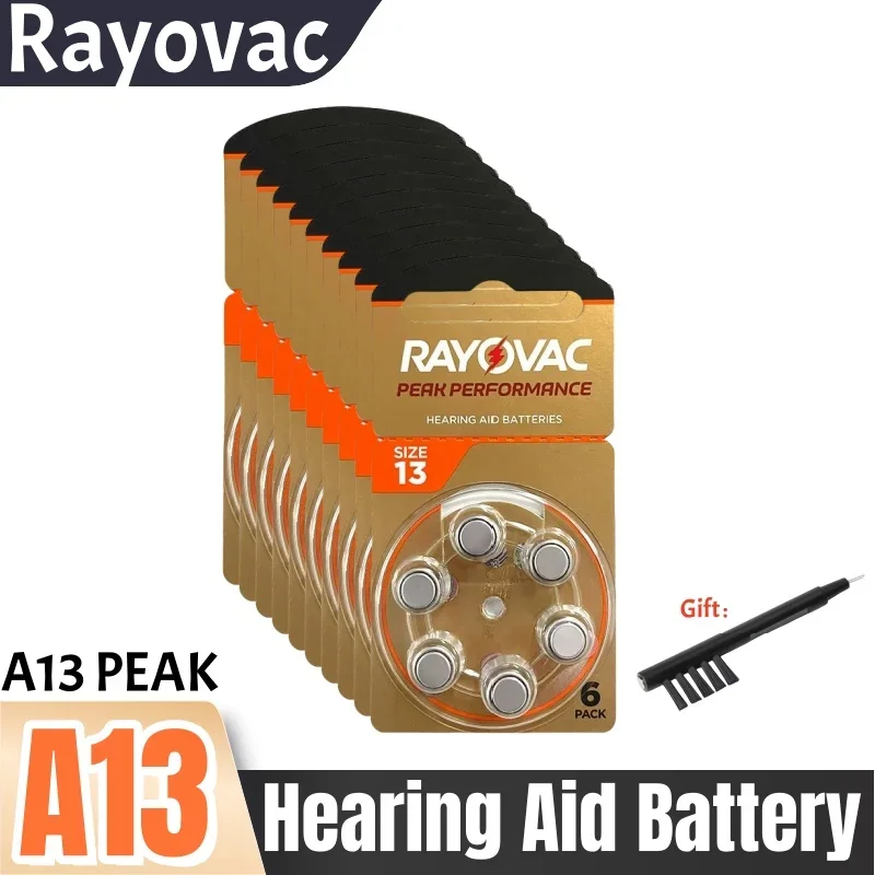 30PCS/60PCS RAYOVAC PEAK A13 Hearing Aids Batteries Mini Hearing Aid Battery for A13 13A 13 P13 PR48 Zinc Air Battery