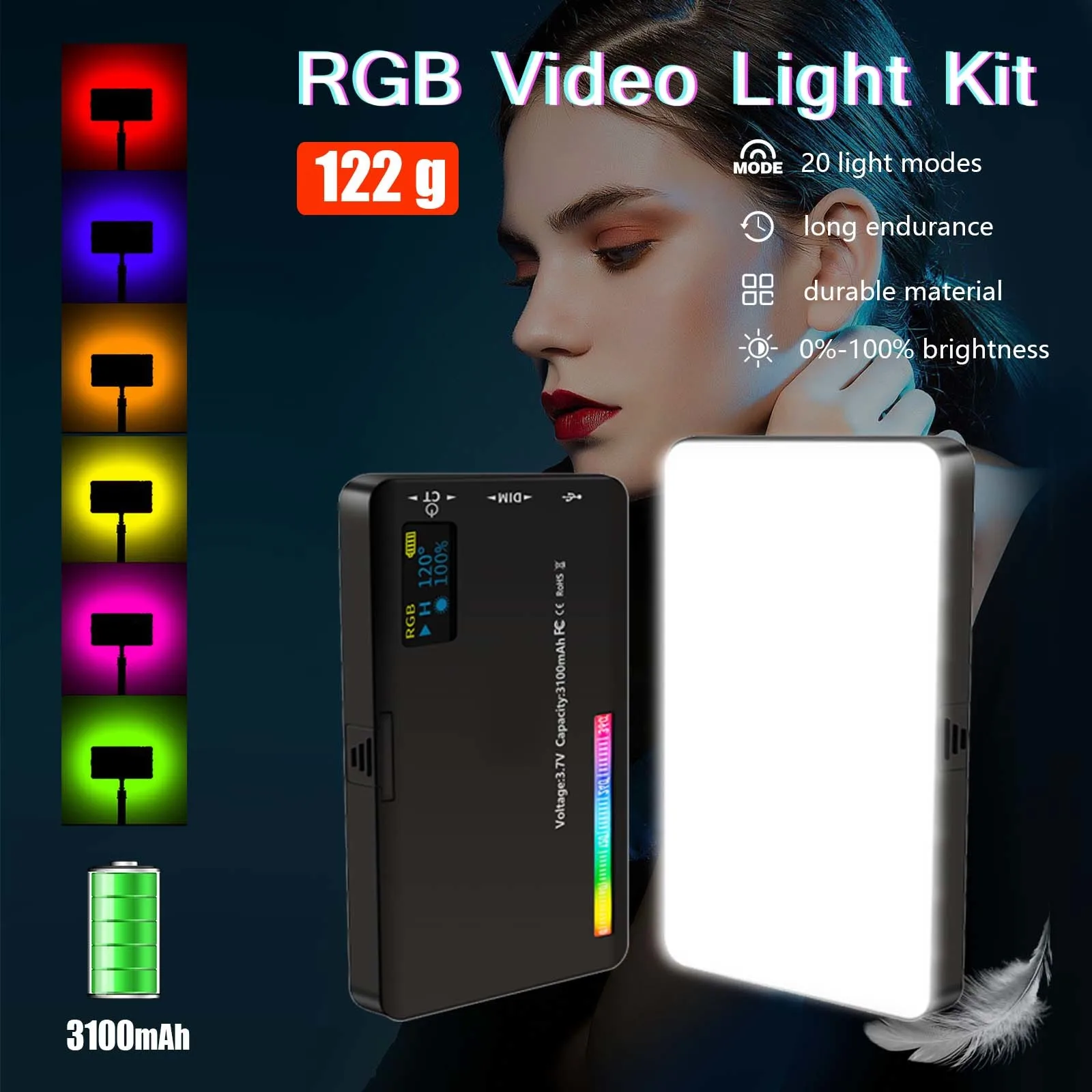 Światło LED do kamery RGB fotografia wypełnij aparat Panel świetlny CRI95 + 2500-9000K wyświetlacz LCD zimne buty do Vlog przekaz na żywo DSLR