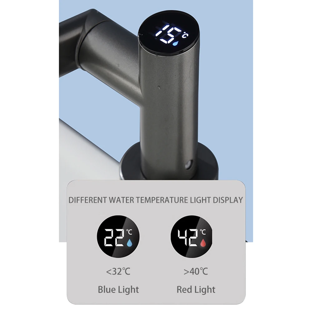 Digital Display LED Basin Faucet Water Tap Bath 360 Degree Bathroom Faucet Single Plastic Handle Sink Tap Mixer Hot and Cold
