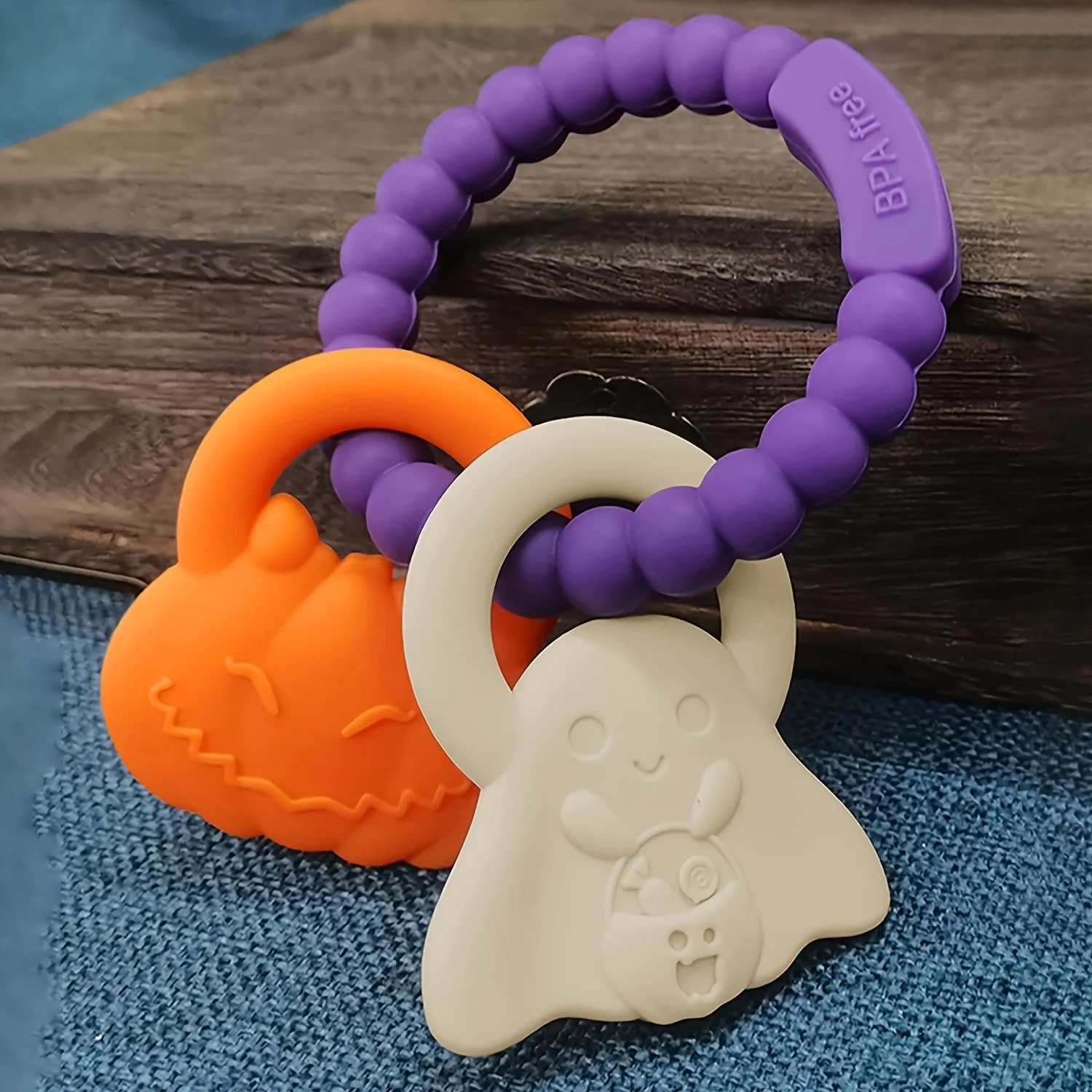 

New Gift Baby Teether Ring, Soft Silicone Pumpkin Monster Teether, Festival Fun Baby Teething Tool