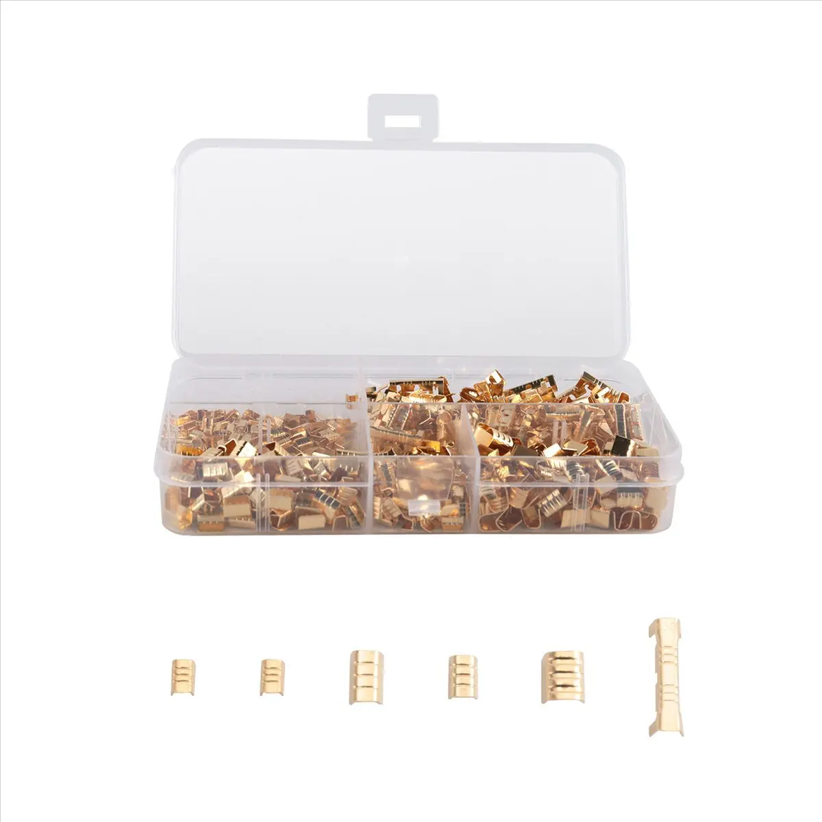 ✼500Pcs U Shape Copper Ring Terminals Crimp Kit Non-Insulated Assortment Cable Wire Spade Electric Butt Connector 454TABC