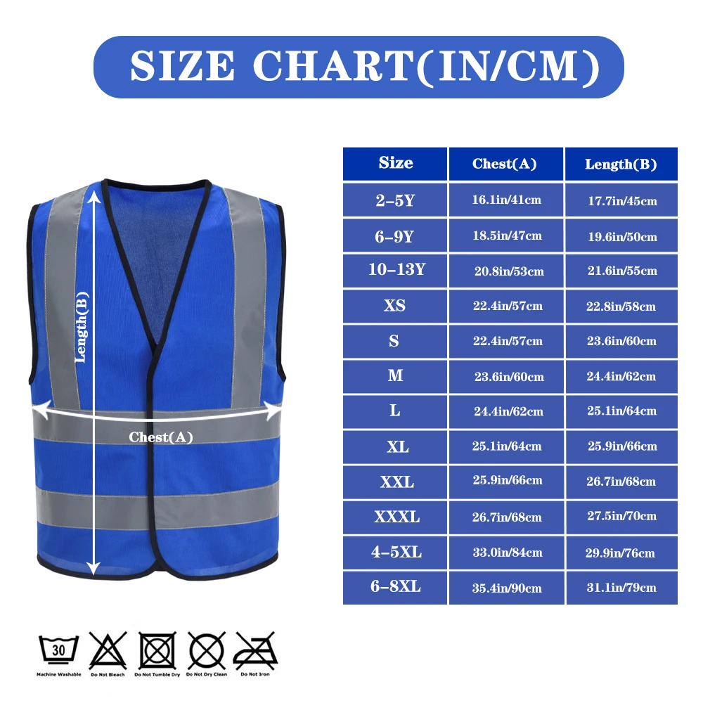 AYKRM High Visibility Viz Vest Reflective Safety 12 Colour Bright Color Traffic Waistcoat Construction Work ANSI Class 2 Standar