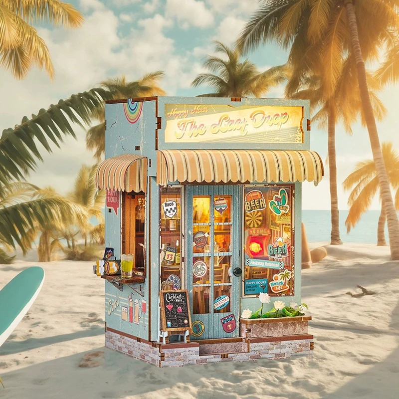 DIY Bier Club Puppenhäuser Blumenhaus Mini Möbel Kit Buch Ecke 3D Modell Montieren Spielzeug Kinder Erwachsene Geburtstag Geschenk Casa