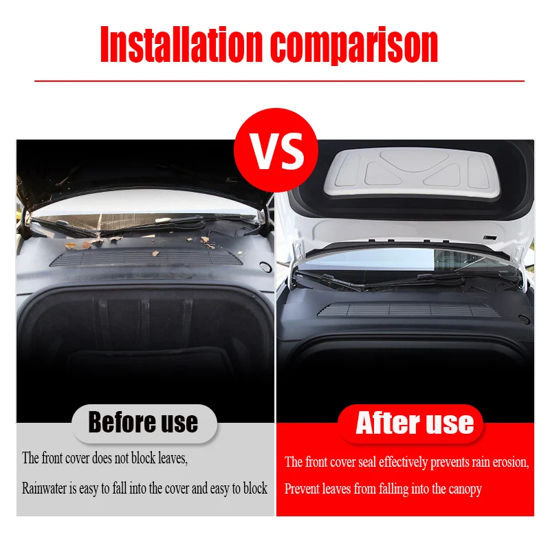 Front case cover waterproof, dustproof and leafproof seal strip for Tesla Model 3 Y protective cover modification accessories