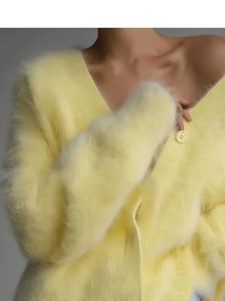 2025 Strickjacke Pullover Zieht Femmes Herbst Winter Frau Kleidung V-link Einfarbig Lose Einfache Stil Alle-spiel Casual pendeln