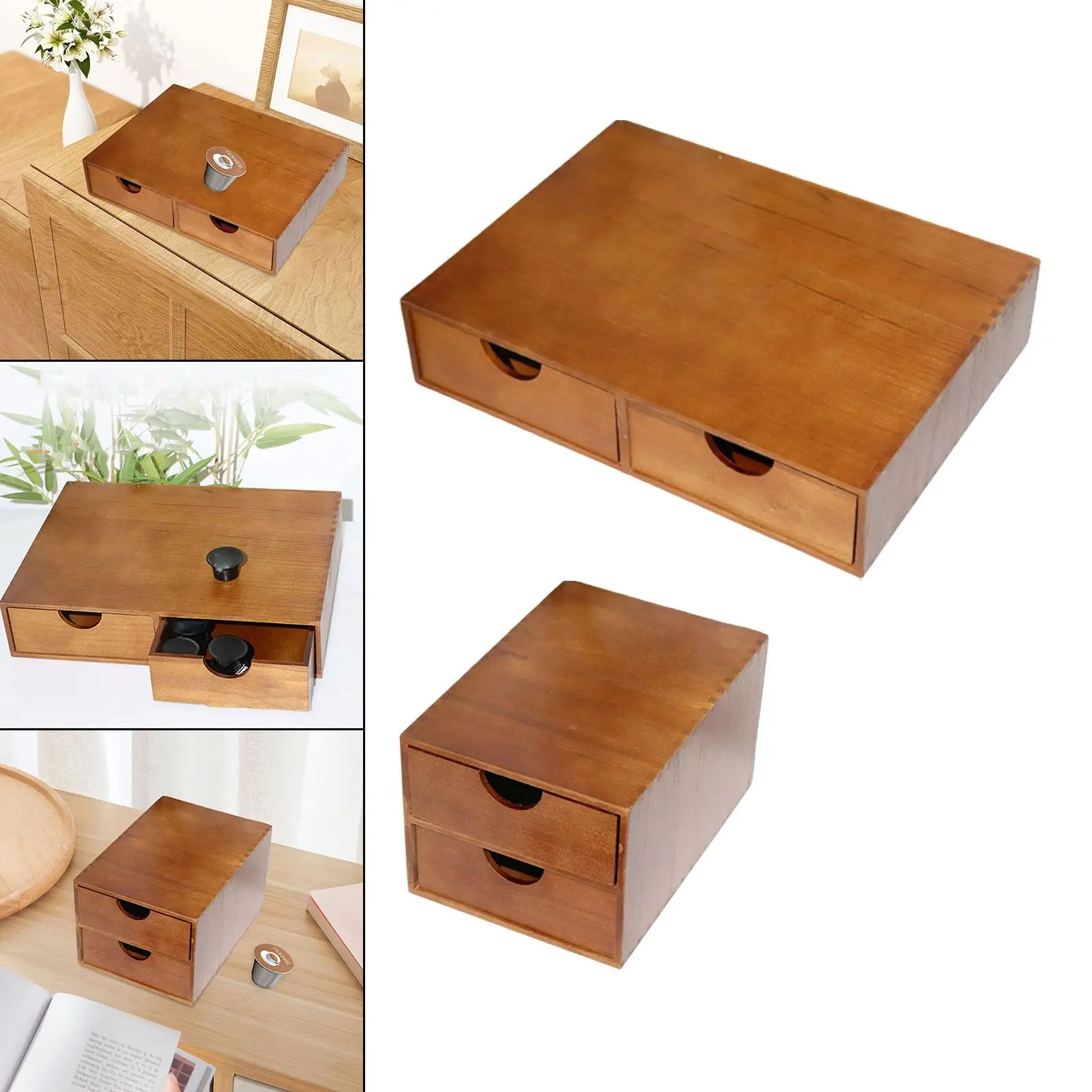 

Coffee Pods Storage Drawer Multifunctional Coffee Maker Machine Stand Wood Coffee Pod Holder for Home Office Bar Kitchen Counter