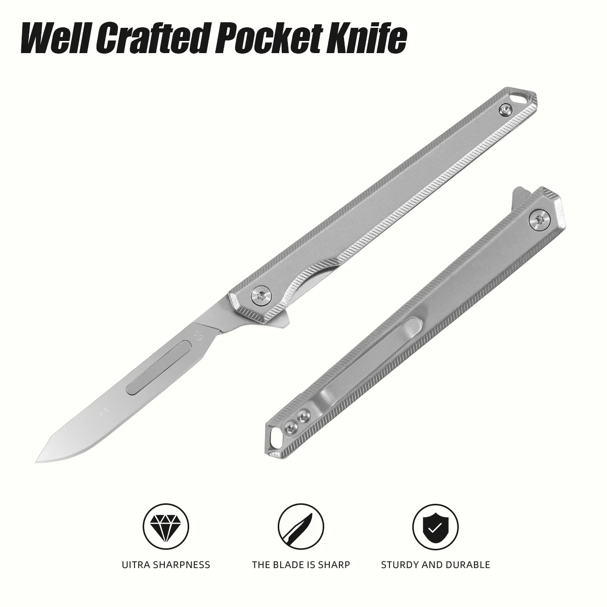 سكين جيب من سبائك التيتانيوم: سكين تكتيكي قابل للطي للرجال Edc متعدد الأدوات، سكين فواكه، شفرات قابلة للاستبدال، يأتي مع خمس شفرات - مثالي للتخييم والمشي لمسافات طويلة، والنحت، والاستخدام اليومي. إنها هدية رائعة، مناسبة خصيصًا لتقديم العطلات مثل عيد الحب وعيد الأب.