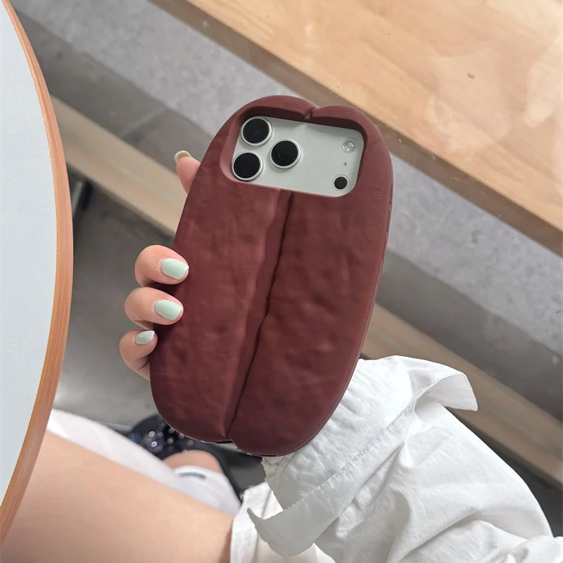 Kreative 3D Kaffeebohnen Silikon Handyhülle für iPhone 17 16 15 14 13 12 Pro Max 17Pro iPhone17 i17 Lustige Weiche Stoßfeste Hülle
