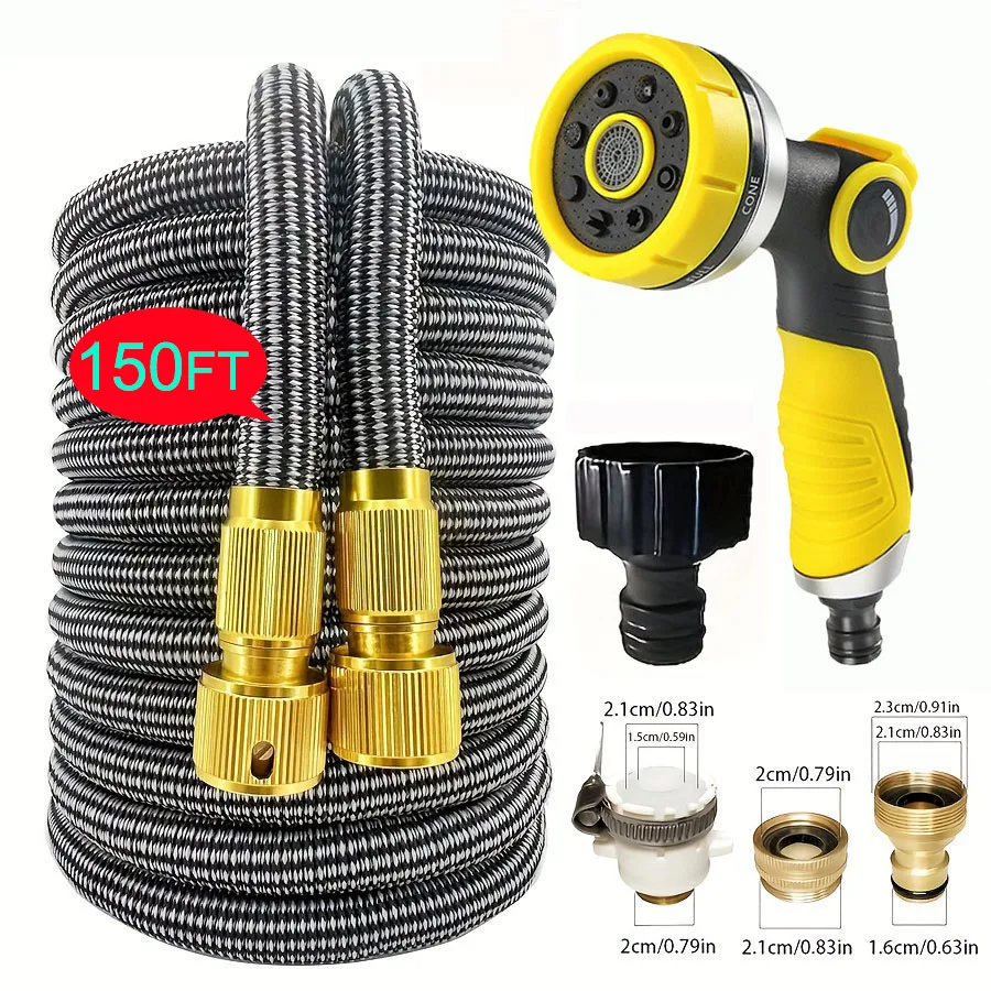 Garden Water Hose Expandable Double Metal Connector High Pressure Pvc Reel Magic Water Pipes for Garden Farm Irrigation Car Wash
