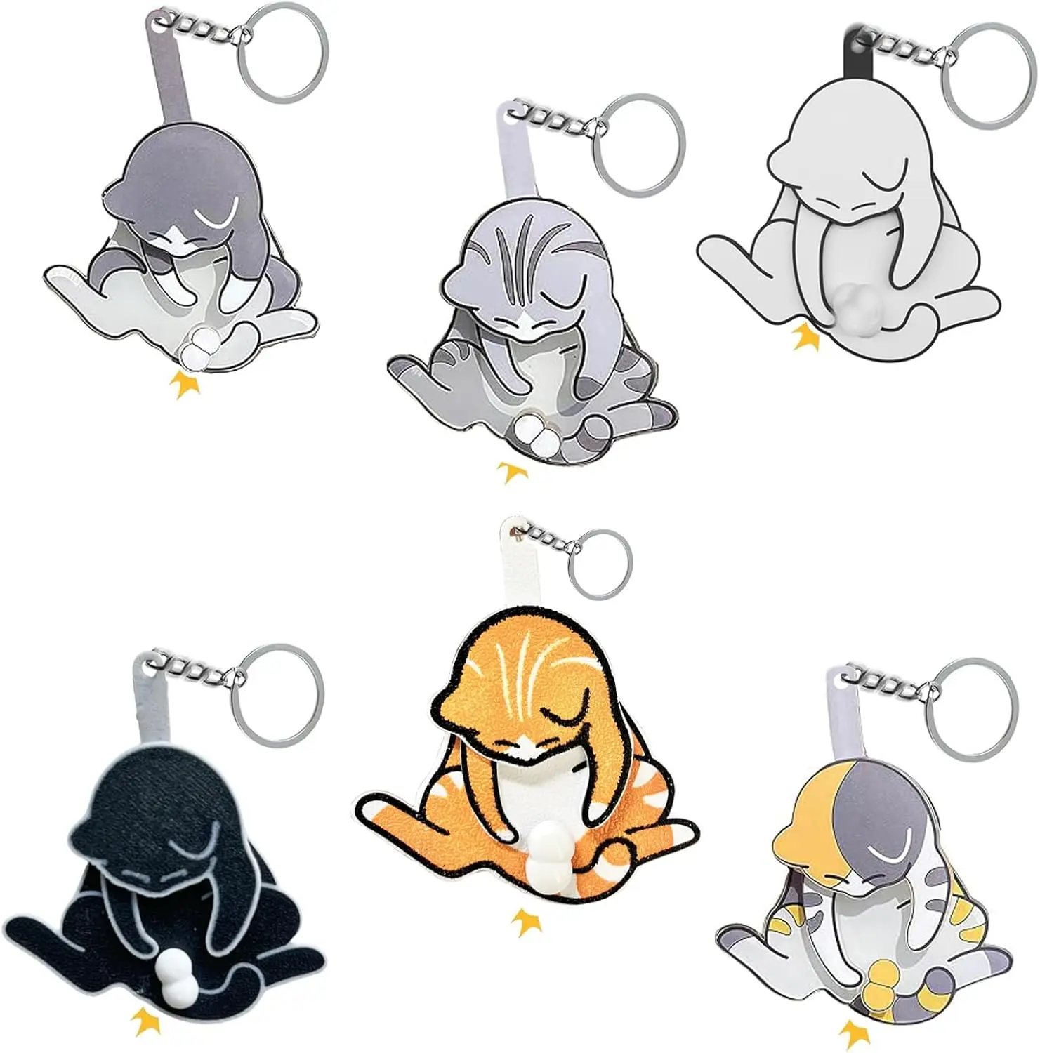 3 Stück Unfug Katze Interaktiver Schlüsselanhänger Rotierende Katzeneier Schlüsselanhänger Lustige Katze Spielen mit seinen sich drehenden Bällen (Farbe wählbar)