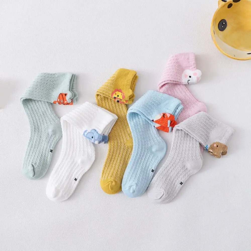 

6Pairs Elastic Cartoon Animal Calf Socks Baby Mesh Cute Infant Cotton Stockings Leg Warmer Toddle Long Tube Socks Girls