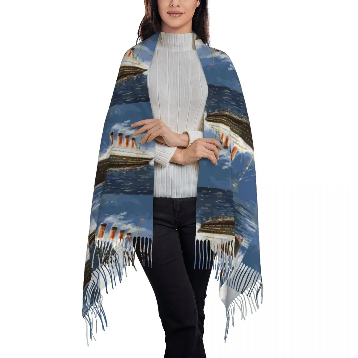 The Most Popular Ship Of All Times, Titanic. Scarf Tassel Scarves for Women Soft Warm Shawls and Wraps Fall Winter Shawl Wrap