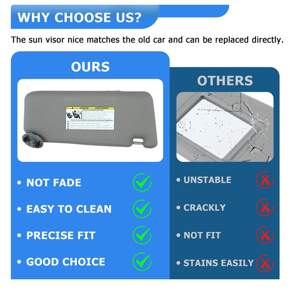 Viseira solar do lado esquerdo do motorista sem teto solar para Toyota Camry 2007-2011 74320-06780-B0 74320-06290-B2
