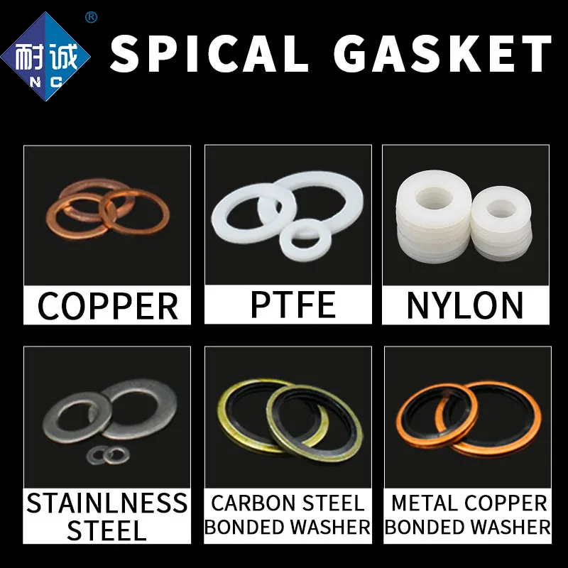 Gasket Metal Carbon Steel Bonded Washer Nylon Copper Stainless Steel  PTFE Water pipe faucet gasket washer seal mesh filter