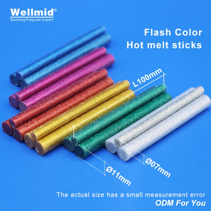 Flash Colors Hot Melt Glue Stick High Performance EVA  7mm 11mm×100mm Handmade DIY ARTWORK Decoration stereoscopic drawings