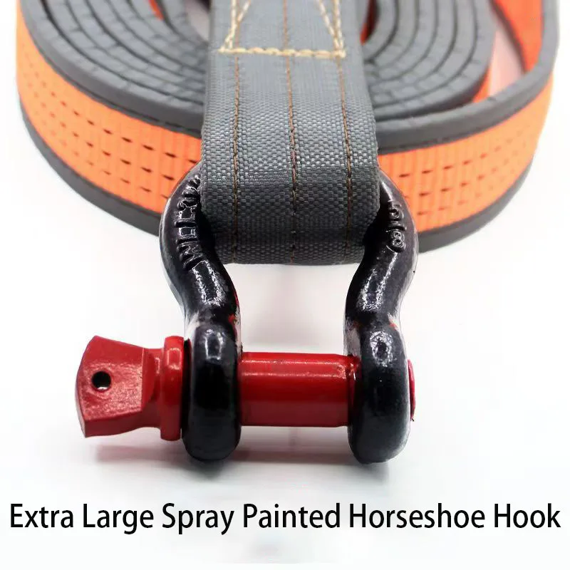 حبل سحب سيارات 18 طن حبل سحب لسيارات الطرق الوعرة والشاحنات والمقطورات وسيارات SUV خطافات U نايلون عالي القوة مع إضاءة عاكسة إكسسوارات سيارات - 2